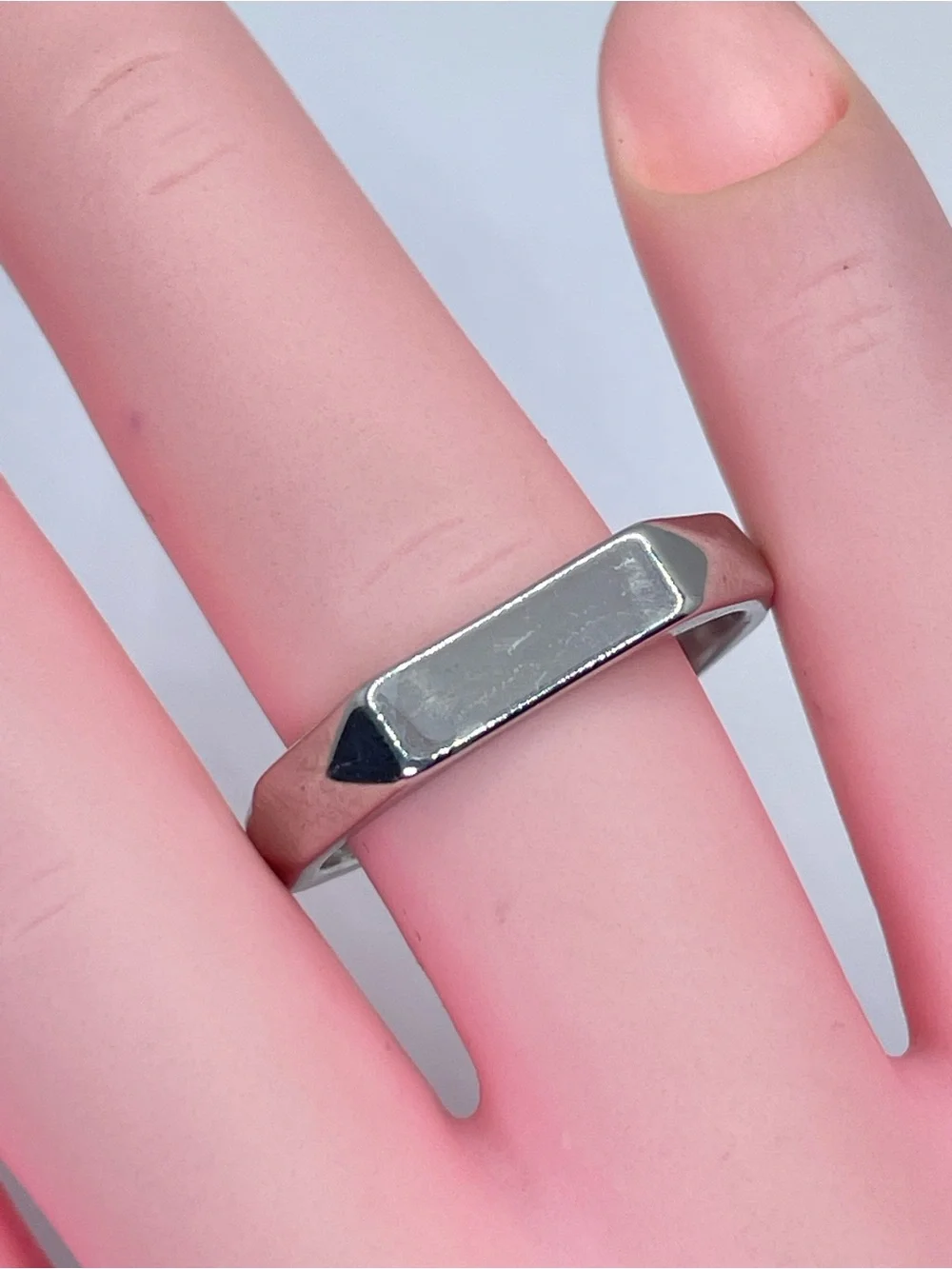 925 Sterling Silver Open Band Ring Sz 8 Minimalist Modern Geometric Stacking